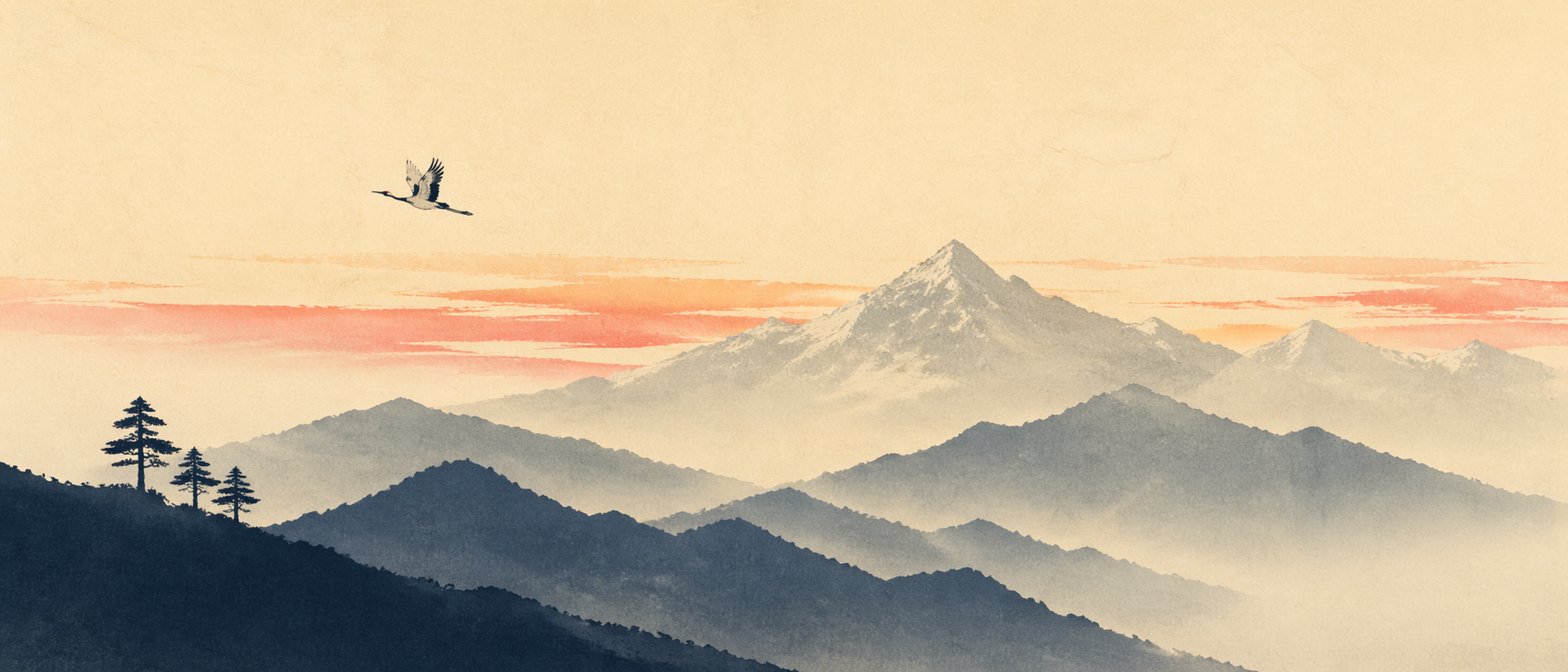 Himalayan range at sunset